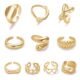 10PCS Gold Dome Chunky Rings for Women 18K Gold Plated Braided Twisted Round Signet Rings Adjustable Open Ring Band Statement Jewelry Size 7-9