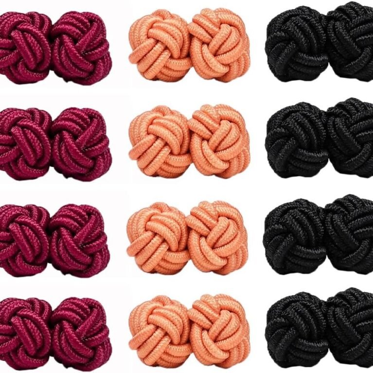 12 Pieces Silk Fabric Knot Twist Cuff Links for Men Women Knotted Elastic Rope Nylon Textile Fabric Studs Cuff Cuff Links 1 Nylon, multicoloured