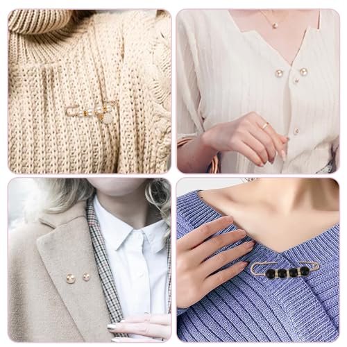 13 Pcs Pearl Brooch Pins, Cute Safety Pins for Clothing, Artificial Pearls Brooch, Elegant Pearl Cardigan Collar Brooch Clips for Women Girls Pants Dress Skirt Sweater