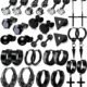 16 Pairs Men Earrings Set - Black Stainless Steel Cross Dangle Hoop & Ear Stud Fashion Piercing Jewelry for Birthdays, Parties & More