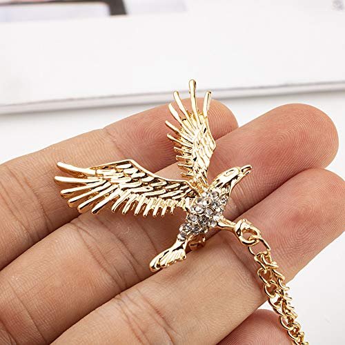 2 Packs Men's Eagle Brooch Lapel Pin Badge Hanging Chains Collar Brooches Pin for Career Suit Tuxedo of Shirts Tie Hat Scarf for Boyfriend Father Birthday Gold/Silver