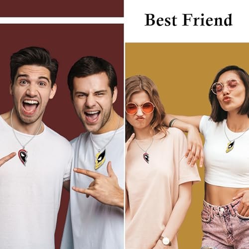 2Pcs Best Friend Necklace Half Heart Pendant Friendship Necklace for Men Women Halloween Gifts Matching Halloween Cosplay Costume as BFF Necklace Couples Jewelry Accessories for...