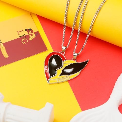 2Pcs Best Friend Necklace Half Heart Pendant Friendship Necklace for Men Women Halloween Gifts Matching Halloween Cosplay Costume as BFF Necklace Couples Jewelry Accessories for...
