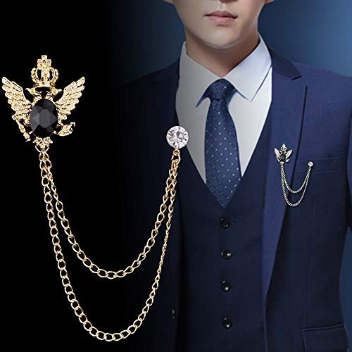 3PCS Men's Brooch Suit Pin Badge with Chains Brooch Buckle Chain Collar Lapel Pin for Men Shirt Collar Pin Chain Brooch Decoration Metal Brooch Pin Clips for Women Suit Tuxedo...