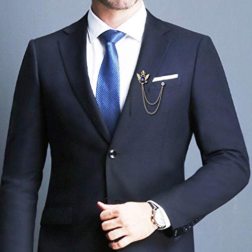 3PCS Men's Brooch Suit Pin Badge with Chains Brooch Buckle Chain Collar Lapel Pin for Men Shirt Collar Pin Chain Brooch Decoration Metal Brooch Pin Clips for Women Suit Tuxedo...