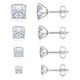 4 Pairs Stainless Steel Earrings, Square Earrings for Men Silver Cubic Zirconia Earrings Studs Hypoallergenic Princess Cut Earrings for Women Stud Earrings Set Cartilage...