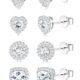 4 Pairs Sterling Silver CZ Stud Earrings for Women 14K Gold Plated Brilliant Celtic Heart Big Stud Earrings Set Cubic Zirconia Earrings Studs for Sensitive Ear