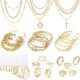 41 PCS Gold Jewelry Set for Women, Dainty Dangle Earrings,Cute Knuckle Rings,Adjustable Layered Necklaces and Chunky Bracelets,Fashion Trendy Anniversary Birthday Gift Packs