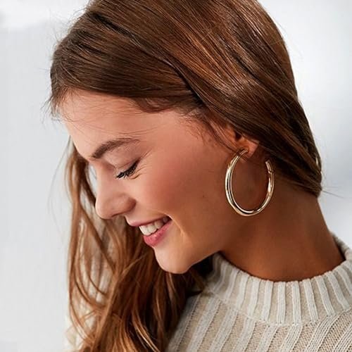 42 Pairs Gold Hoop Earrings Set for Women, Fashion Chunky Pearl Earrings Multipack Twisted Statement Earring Pack, Hypoallergenic Small Big Hoops Earrings for Birthday Party...