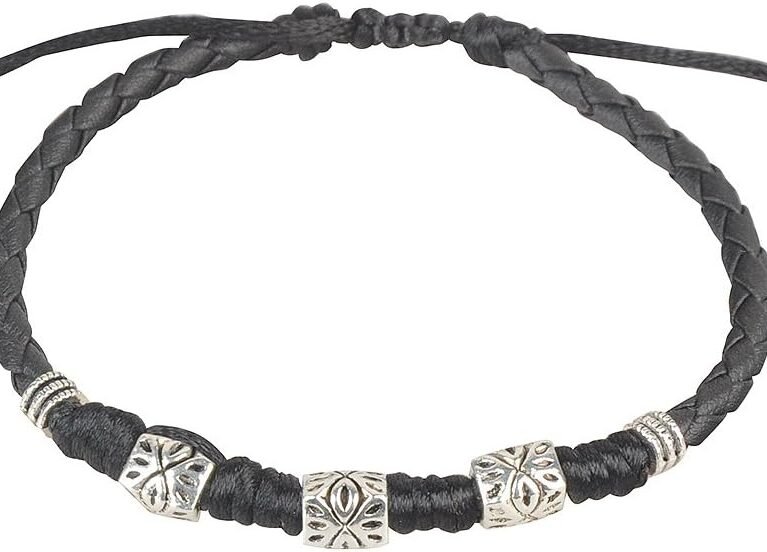 Ancient Tribe Handmade Adjustable Black Leather Anklet