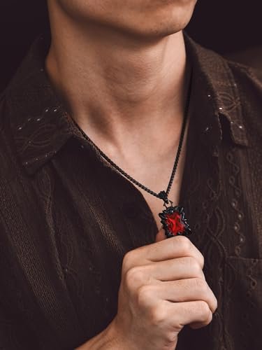 Bandmax Gothic Necklaces Stainless Steel Dragon Claw Pendant Ruby/Blue Topaz/Emerald/Black Onyx Vintage Goth Punk Necklace for Men Women