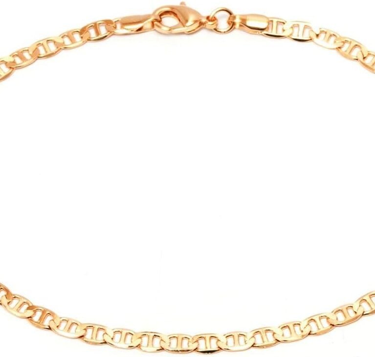 Barzel 18K Gold Plated Flat Marina Link Anklet for Women - Made In Brazil