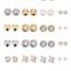 BBTO 24 Pairs Stud Earrings Crystal Pearl Earring Set Ear Stud Jewelry for Women Men
