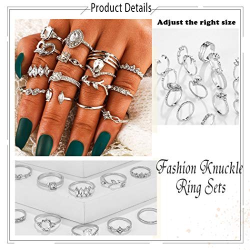 BELICEY 9-15PCS Knuckle Stacking Rings Set for Women Crystal Rhinestone Finger Statement Ring Sets Vintage Joint Knot Mid Rings for Teen Girls Stackable Rings Jewelry Accessories