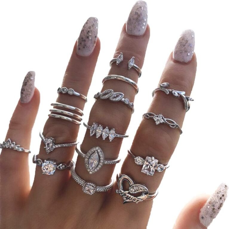 BELICEY 9-15PCS Knuckle Stacking Rings Set for Women Crystal Rhinestone Finger Statement Ring Sets Vintage Joint Knot Mid Rings for Teen Girls Stackable Rings Jewelry Accessories