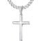 Besteel 925 Sterling Silver Cross Necklace Beveled Edge for Men Women 5mm Stainless Steel Diamond Cut Durable Cuban Link Curb Chain Crucifix Pendant Necklace Jewelry 16-30 Inches