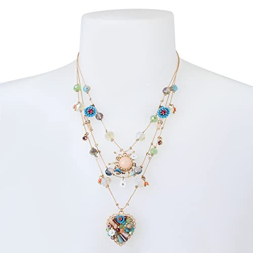 Betsey Johnson Womens Butterfly Charms Layered Necklace