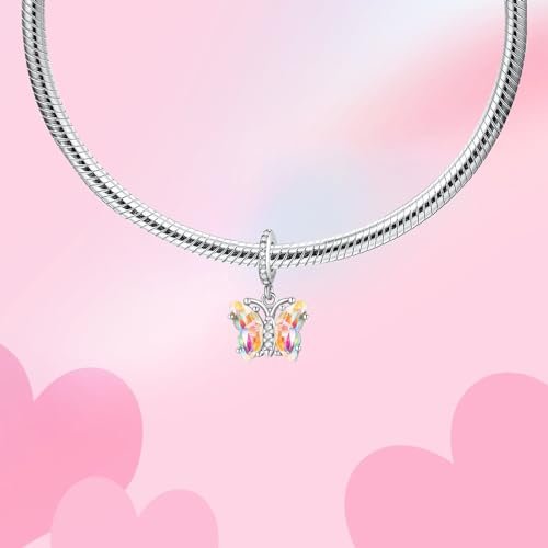 Birthday Fashion Love Heart Dangle Charm 925 Sterling Silver Charms fits Bracelets and Necklace Pendant Bead Charms Jewelry Present for Women Family Friends