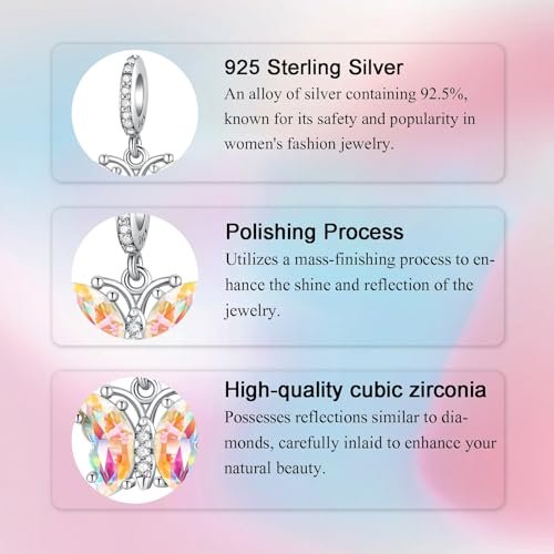 Birthday Fashion Love Heart Dangle Charm 925 Sterling Silver Charms fits Bracelets and Necklace Pendant Bead Charms Jewelry Present for Women Family Friends
