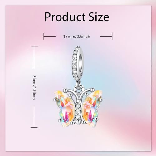 Birthday Fashion Love Heart Dangle Charm 925 Sterling Silver Charms fits Bracelets and Necklace Pendant Bead Charms Jewelry Present for Women Family Friends