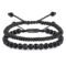 Black Beaded Bracelets for Men Boys - 6mm Obsidian Onyx Lava Beads Mens Bracelet Set for Couples - Christmas Gifts Birthday Gifts Mens Jewelry for Boyfriend Husband Him