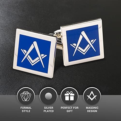 Blau Moderne Manschettenknöpfe Freimaurer Set, Cufflink Box