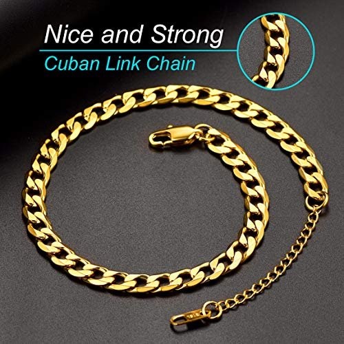 ChainsPro Resizable Anklet Chain for Women Men, Figaro/Wheat/Twist Rope/Cuban Foot Bracelet-Strong with Good Clasp-18K Gold Plated(Send Gift Box)