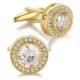 Crystal Cufflinks for Men CZ Cuff Links Sparkle Diamond Gold Ornate Cufflinks for Wedding Groom Best Man