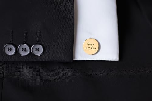 Custom engraved cufflinks for men, personalized wedding gift for groom, father of the bride & groom dad, best men, customized gold & silver cufflinks with dates, quotes or...