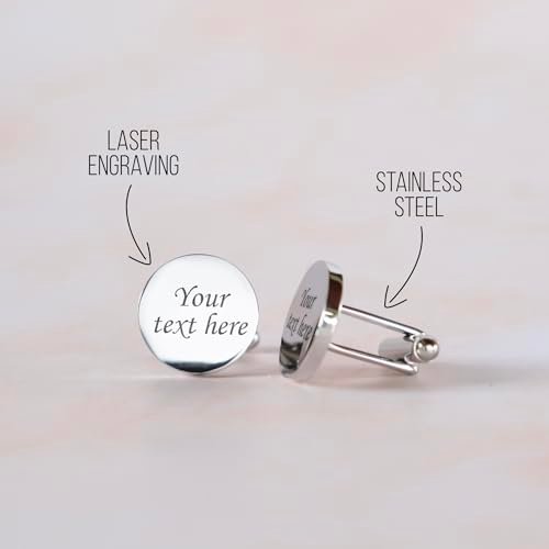 Custom engraved cufflinks for men, personalized wedding gift for groom, father of the bride & groom dad, best men, customized gold & silver cufflinks with dates, quotes or...