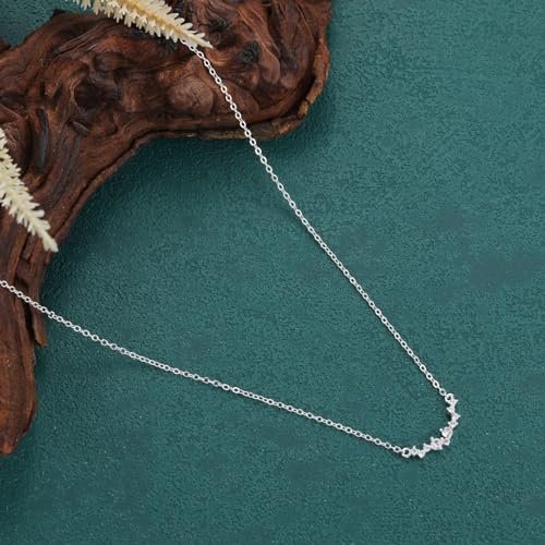 CZ Diamond Necklace for Women Dainty Square Cubic Zirconia Splints Solitaire Pendant Necklace for women 14kGold/Silver Plated Different Width Square CZ Pendant Necklaces...