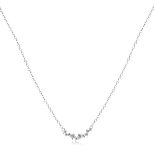 CZ Diamond Necklace for Women Dainty Square Cubic Zirconia Splints Solitaire Pendant Necklace for women 14kGold/Silver Plated Different Width Square CZ Pendant Necklaces...