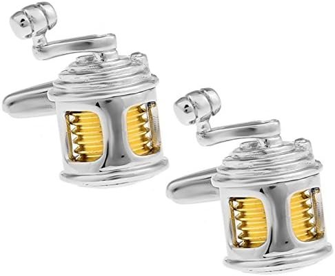 Dreidimensionale Angeln Angelrolle Silber und Gold Fisch Geschenk Manschettenknöpfe von CUFFLINKS DIRECT