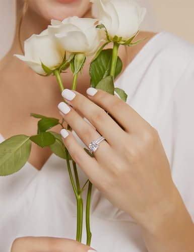 EAMTI 2CT 925 Sterling Silver Bridal Ring Sets Princess Cut CZ Engagement Rings promise rings for her wedding bands for Women Size 3-13