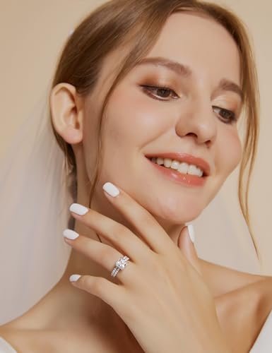 EAMTI 2CT 925 Sterling Silver Bridal Ring Sets Princess Cut CZ Engagement Rings promise rings for her wedding bands for Women Size 3-13