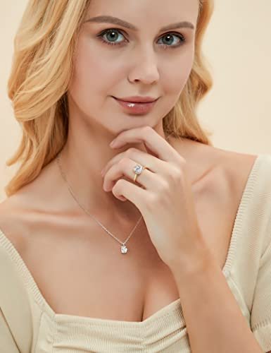 EAMTI 3CT 925 Sterling Silver Engagement Rings Oval Cut Solitaire Cubic Zirconia CZ Wedding Promise Rings for Her Wedding Bands for Women Size 3-11