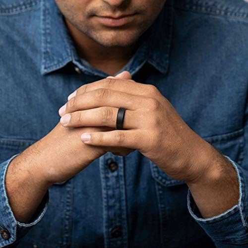 Enso Rings Bevel Classic Silicone Wedding Ring – Hypoallergenic Unisex Wedding Band – Comfortable Band for Active Lifestyle – 8mm Wide, 2.16mm Thick