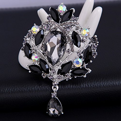 Ezing 4Pcs Brooch Lot with Large Big Size Rhinestone Crystal Fashion Jewelry