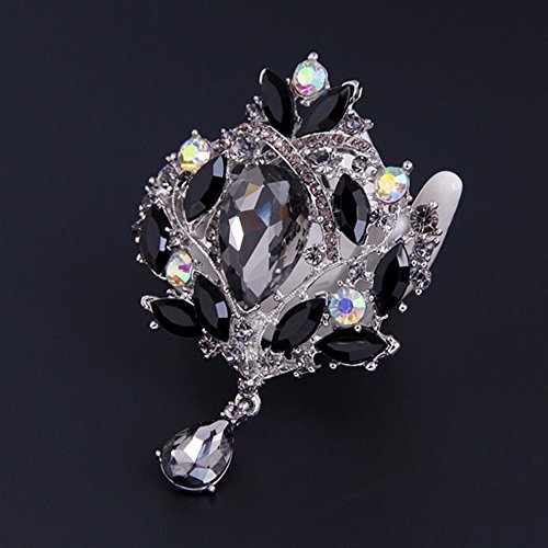 Ezing 4Pcs Brooch Lot with Large Big Size Rhinestone Crystal Fashion Jewelry