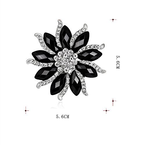 Ezing 4Pcs Brooch Lot with Large Big Size Rhinestone Crystal Fashion Jewelry