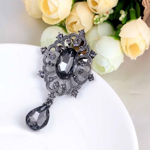 Ezing 4Pcs Brooch Lot with Large Big Size Rhinestone Crystal Fashion Jewelry