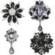 Ezing 4Pcs Brooch Lot with Large Big Size Rhinestone Crystal Fashion Jewelry