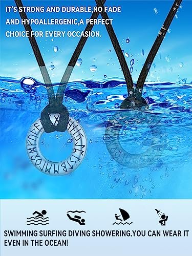 FaithHeart Norse Viking Rune Necklace with Adjustable Braided Leather/Stainless Steel Rope Chains for Men Women, Vintage Amulet Jewelry Gift with Delicate Box