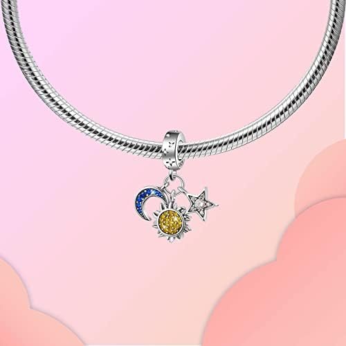 Family Love Mother Daughter Grandma Charm 925 Sterling Silver fits Bracelets Necklace Pendant Bead Charms Jewelry Gift for Women Family Friends