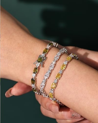 FANCIME Birthstone Bracelets Sterling Silver Tennis Bracelets Charm Fine Jewelry Birthday Jewelry Gifts for Women Mom 7"