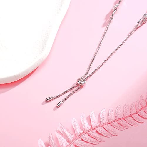 FANCIME Infinity Bracelets Solid Sterling Silver Luxury Cubic Zirconia Link Bracelet Adjustable Bolo Bracelet Fine Jewelry for Women Wife Daughter