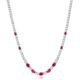 FANCIME Sterling Silver Created Ruby Tennis Necklace July Birthstone Necklace with 4mm Cubic Zirconia 6 * 8mm Oval Ruby Luxury Fine Jewelry for Women 18"