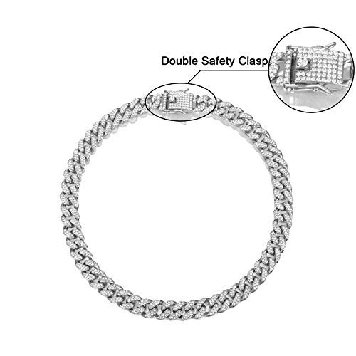 FEEL STYLE Mens Cuban Link Chain Gold Silver Plated Bling Miami Cuban Necklace Diamond Chain for Men 13MM Iced Out Hip Hop Jewelry 18-24inch