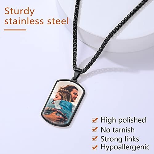 FindChic Creative Photo Necklace Personalized for Men Women Dog Tag/Square/Round/Angel Wing/Cat/Oval Shaped Stainless Steel/18K Gold Plated Picture Pendant Custom Text Memorial...