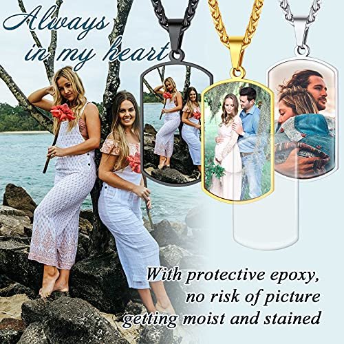 FindChic Creative Photo Necklace Personalized for Men Women Dog Tag/Square/Round/Angel Wing/Cat/Oval Shaped Stainless Steel/18K Gold Plated Picture Pendant Custom Text Memorial...